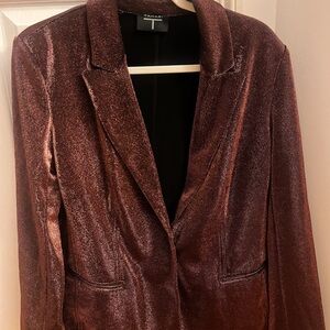 Tahari NWOT Bronze Shine One-Button Jacket Blazer Metallic Shimmer Unlined 8